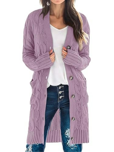 Merokeety Women's Cable Knit Long Button Cardigan Sweater: $33.24 Merokeety Women's Cable Knit Long Button Cardigan Sweater: $33.24
