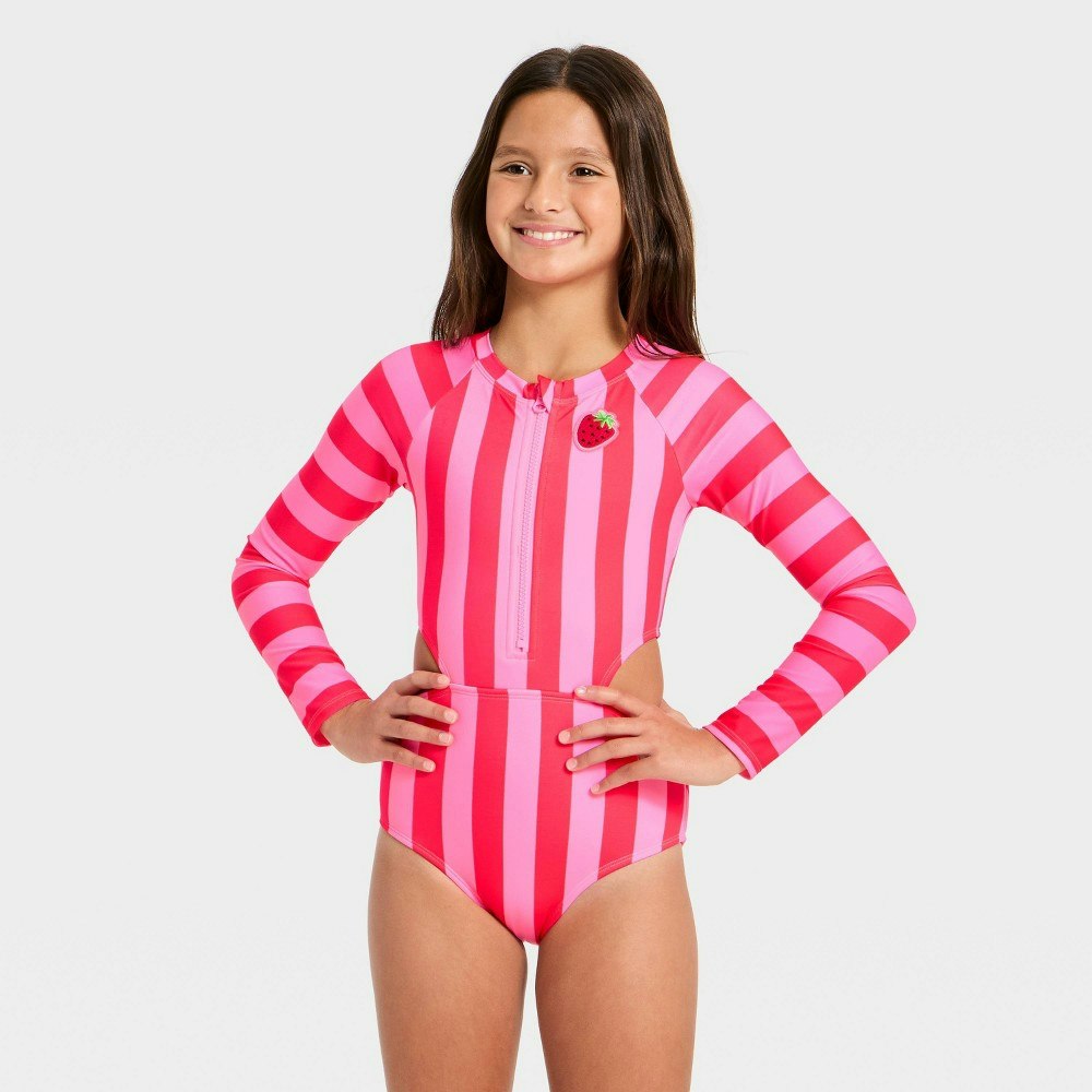 Cat & Jack Girls' Striped One-Piece Swimsuit: $24 Cat & Jack Girls' Striped One-Piece Swimsuit: $24