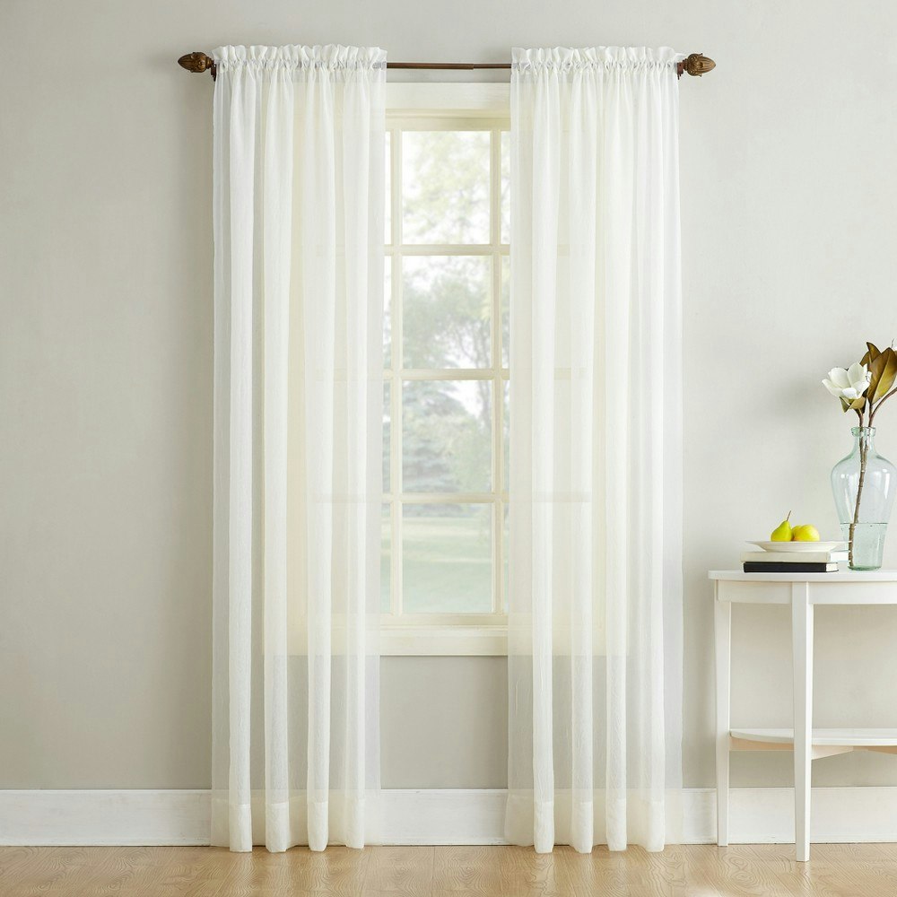 Erica 84"x51" Crushed Sheer Voile Rod Pocket Curtain Panel: $11.99 Erica 84"x51" Crushed Sheer Voile Rod Pocket Curtain Panel: $11.99