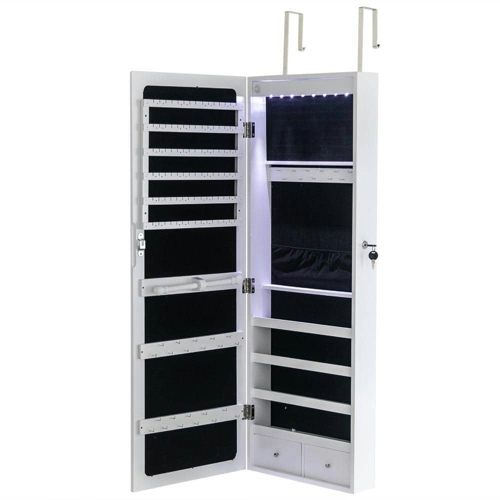 White Wall-Hanging Jewelry Armoire Mirror 43-inch: $91.08 White Wall-Hanging Jewelry Armoire Mirror 43-inch: $91.08