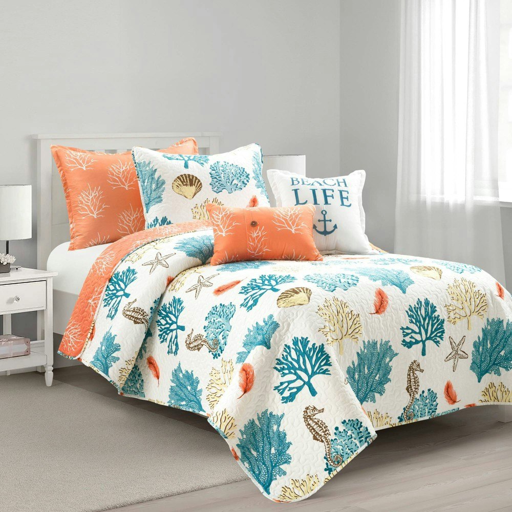 Lush Décor Twin/Twin XL Coastal Reef Reversible 5-Piece Quilt Set: $93.49 Lush Décor Twin/Twin XL Coastal Reef Reversible 5-Piece Quilt Set: $93.49