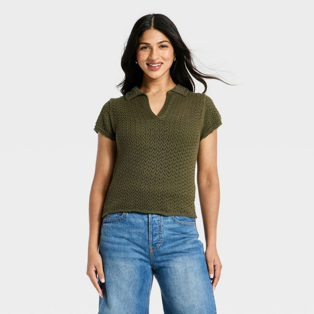 Universal Thread Women's Short Sleeve Polo Collar Pullover Sweater: $25 Universal Thread Women's Short Sleeve Polo Collar Pullover Sweater: $25