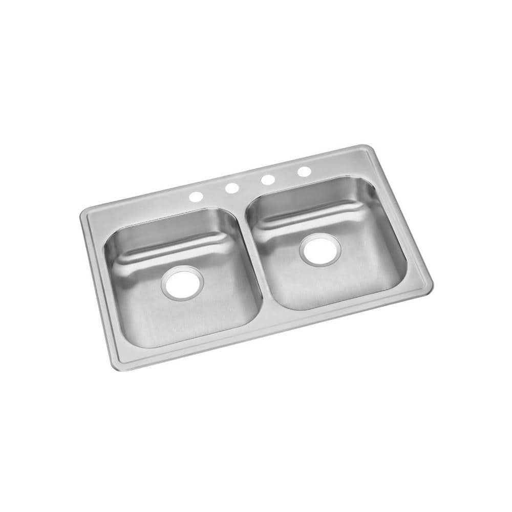 33-Inch Drop-in Double Bowl Stainless Steel Kitchen Sink: $165.81
