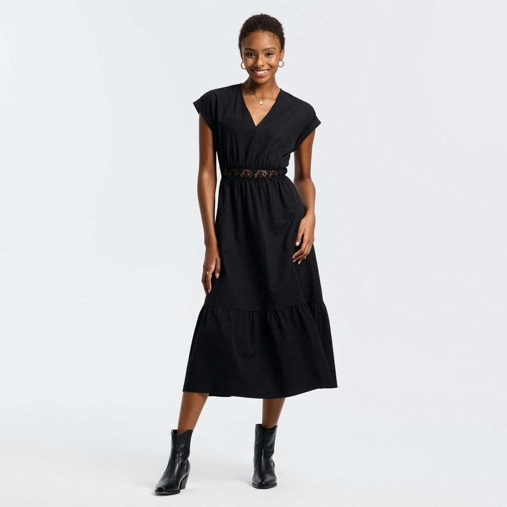 A New Day Women's Cap Sleeve Lace Waist Midi A-Line Dress: $45 A New Day Women's Cap Sleeve Lace Waist Midi A-Line Dress: $45
