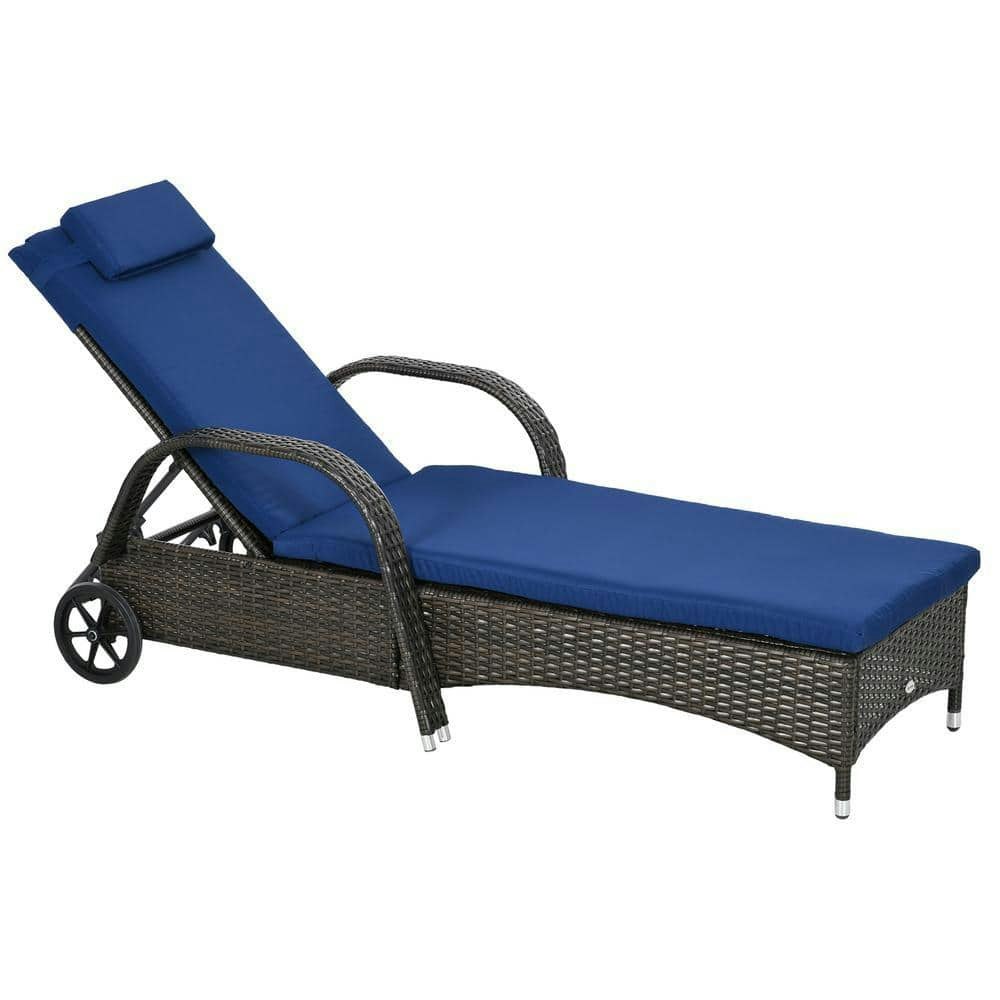 PE Wicker Cushioned Outdoor Chaise Lounge with Wheels: $269.32 PE Wicker Cushioned Outdoor Chaise Lounge with Wheels: $269.32