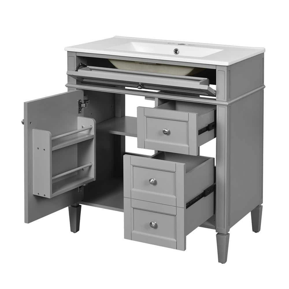 30-Inch x 18-Inch x 33.8-Inch Gray Bathroom Linen Cabinet: $522.66 30-Inch x 18-Inch x 33.8-Inch Gray Bathroom Linen Cabinet: $522.66