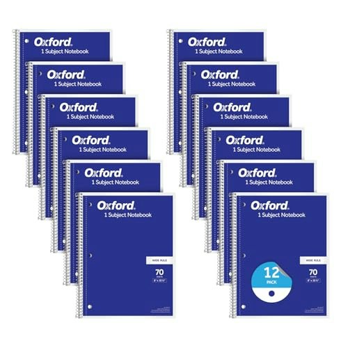 Oxford 1-Subject Wide Ruled Spiral Notebook 12-Pack: $16.19 Oxford 1-Subject Wide Ruled Spiral Notebook 12-Pack: $16.19