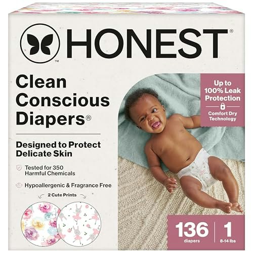 The Honest Company Daytime Diapers Size 1 136-Count: $42 The Honest Company Daytime Diapers Size 1 136-Count: $42