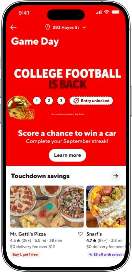 DoorDash College Football Saturday Deals: New deals every Sat, free DashPass for students