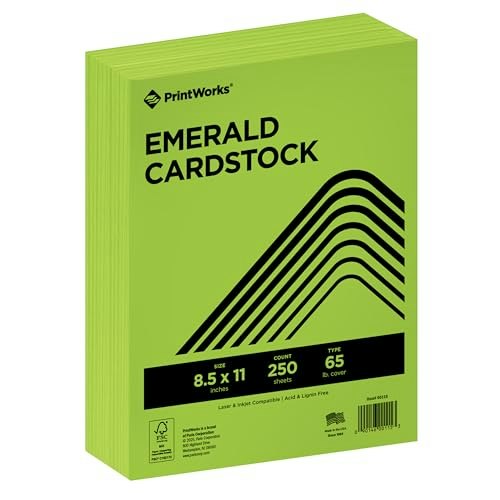 PrintWorks 8.5" x 11" 65lb Bright Emerald Green Cardstock 250-Sheet Pack: $15.99
