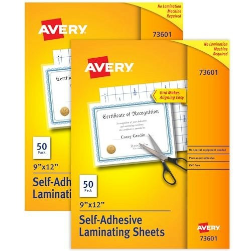 Avery 9" x 12" Self-Adhesive Laminating Sheets 200-Pack: $46.94 Avery 9" x 12" Self-Adhesive Laminating Sheets 200-Pack: $46.94