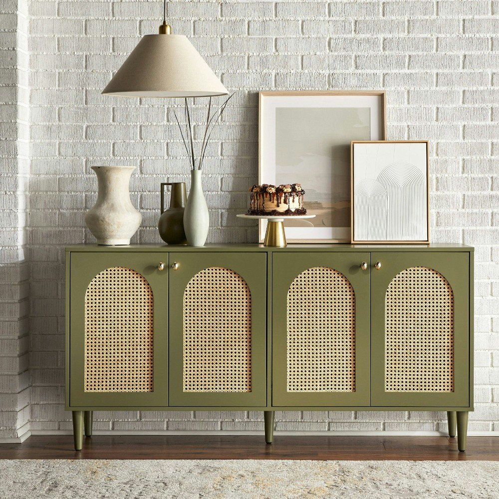 Lifestorey Montello Mid Century Modern Cane Door Sideboard: $319.19 Lifestorey Montello Mid Century Modern Cane Door Sideboard: $319.19