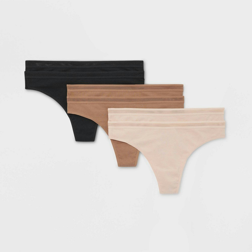 Auden Women's Cotton Stretch Thong Underwear 6-Pack: $12