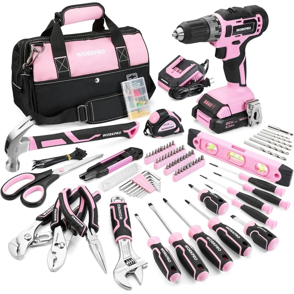 Workpro 157-Piece 20V Cordless Drill and Household Tool Kit: $95.99