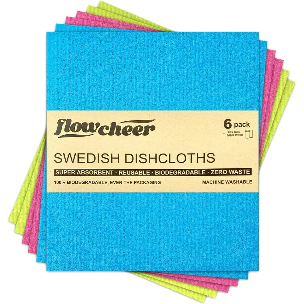 Flowcheer Swedish Dishcloths 6-Pack: $10 Flowcheer Swedish Dishcloths 6-Pack: $10