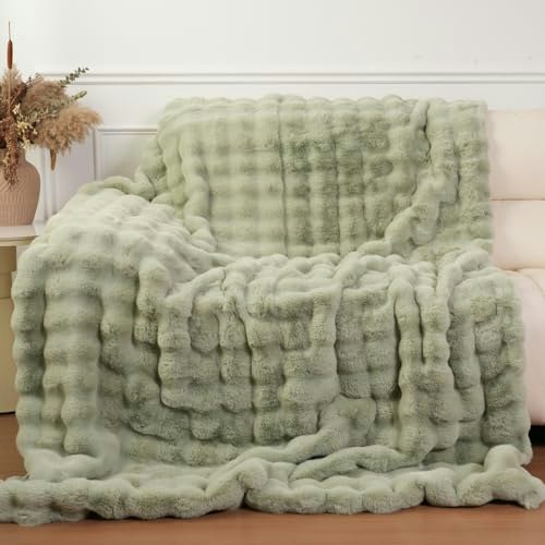 60" x 80" Faux Rabbit Fur Throw Blanket: $45.28