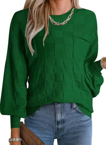 Fekoafe Women's Long Sleeve Checkered Crew Neck Sweater: $30.58 Fekoafe Women's Long Sleeve Checkered Crew Neck Sweater: $30.58