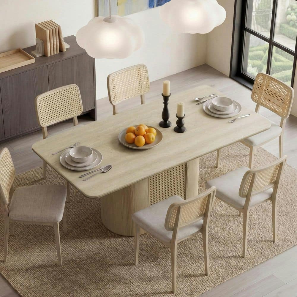 Helene 78.74-inch Oak Ceramic Column Base Dining Table: $1,969.99
