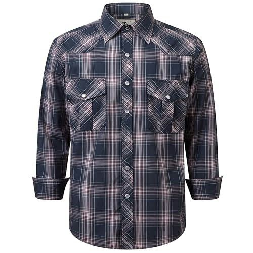 Coevals Club Men's Long Sleeve Pearl Snap Plaid Western Shirt: $26.34