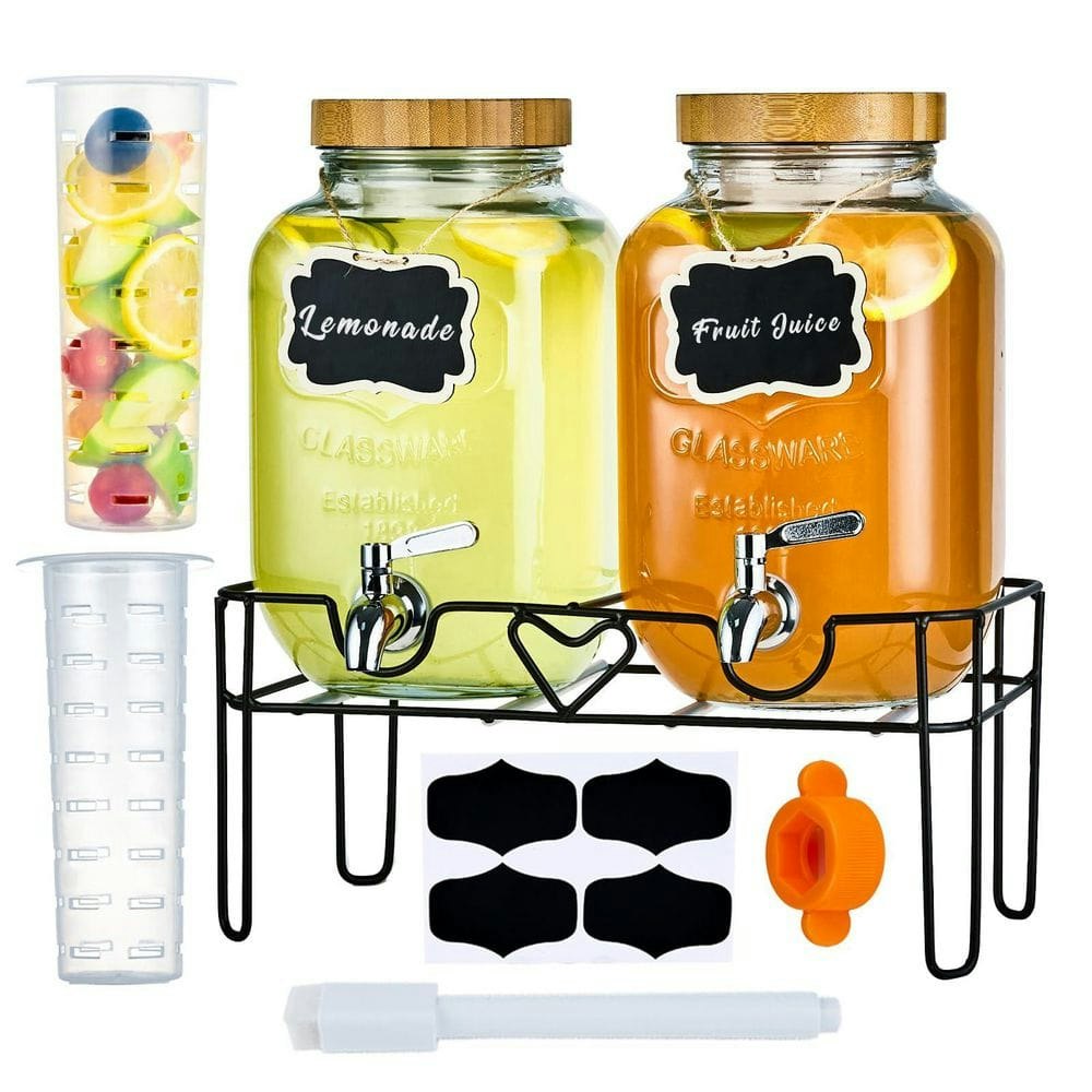 1-Gallon Glass Beverage Dispenser with Stand 2-Pack: $113.04