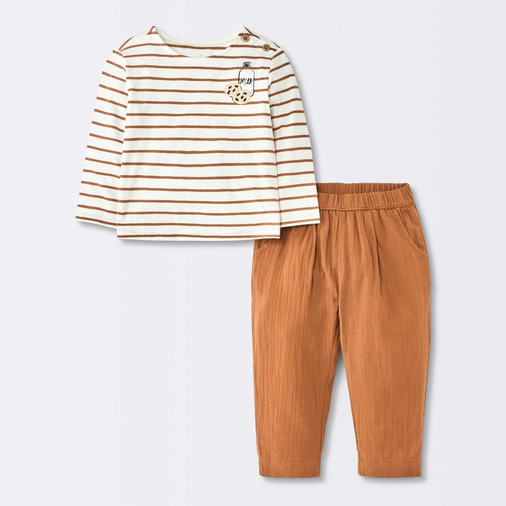 Baby Striped Milk N' Cookies Long Sleeve and Pants Set 24M: $14 Baby Striped Milk N' Cookies Long Sleeve and Pants Set 24M: $14