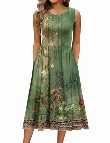 Zeagoo Women's Sleeveless Floral Midi Sundress: $19.98 Zeagoo Women's Sleeveless Floral Midi Sundress: $19.98