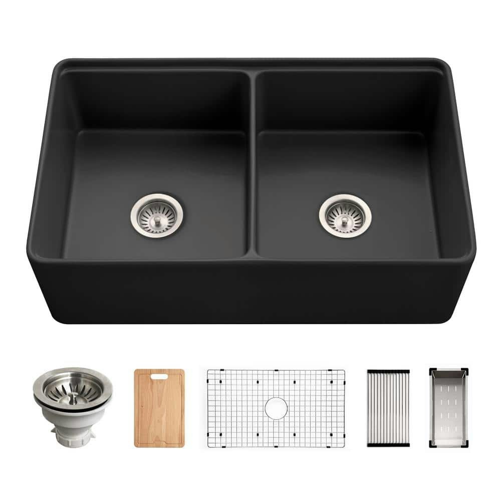 Aspire 33-Inch Fireclay Farmhouse Double Workstation Sink: $690.30 Aspire 33-Inch Fireclay Farmhouse Double Workstation Sink: $690.30