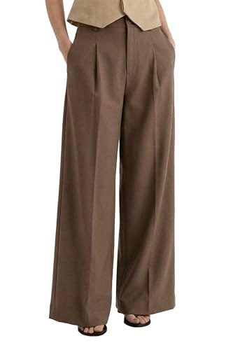 Arach&Cloz Women's Linen Wide-Leg Dress Pants: $42.49