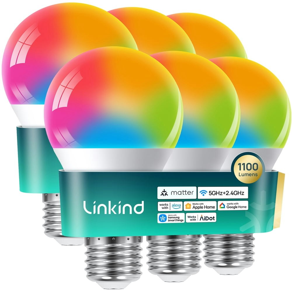Linkind Matter A19 Smart Color Light Bulbs 6-Pack: $53.99 Linkind Matter A19 Smart Color Light Bulbs 6-Pack: $53.99