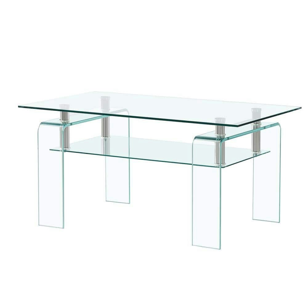 40-Inch Clear Tempered Glass Coffee Table: $195.38 40-Inch Clear Tempered Glass Coffee Table: $195.38