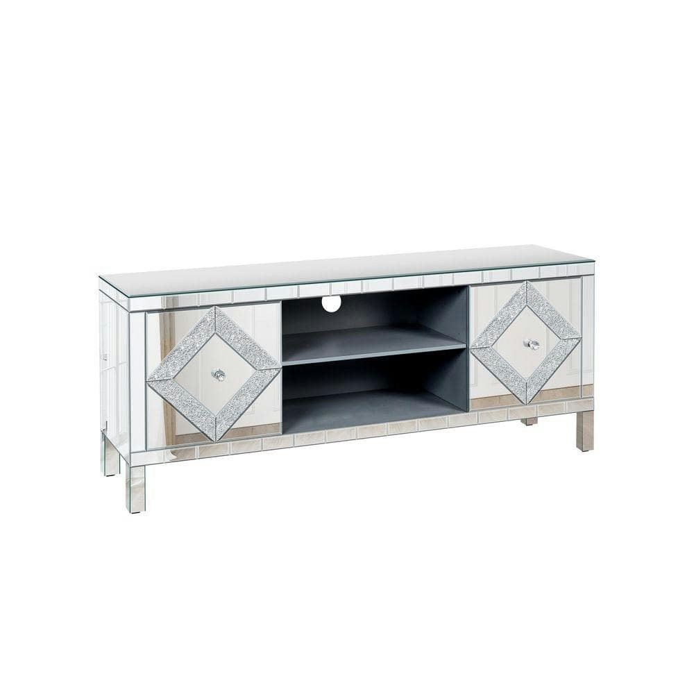 59-Inch Silver Linen Cabinet with Mirror Doors: $519.62 59-Inch Silver Linen Cabinet with Mirror Doors: $519.62