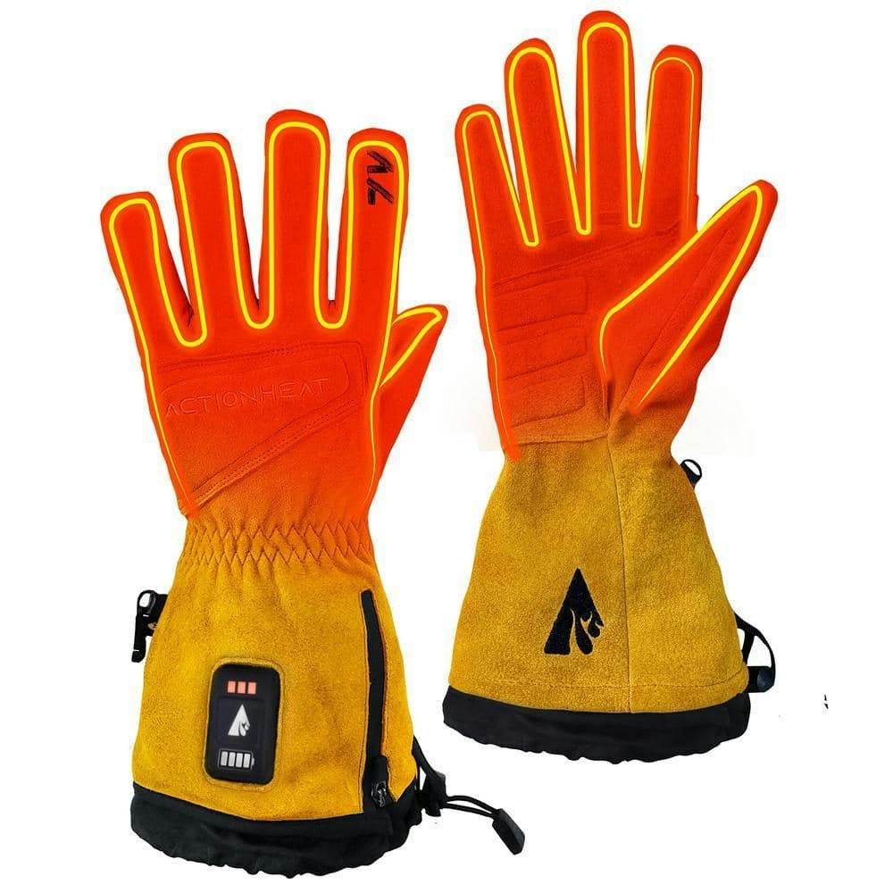 Unisex 7-Volt Rugged Leather Heated Work Gloves: $104.62