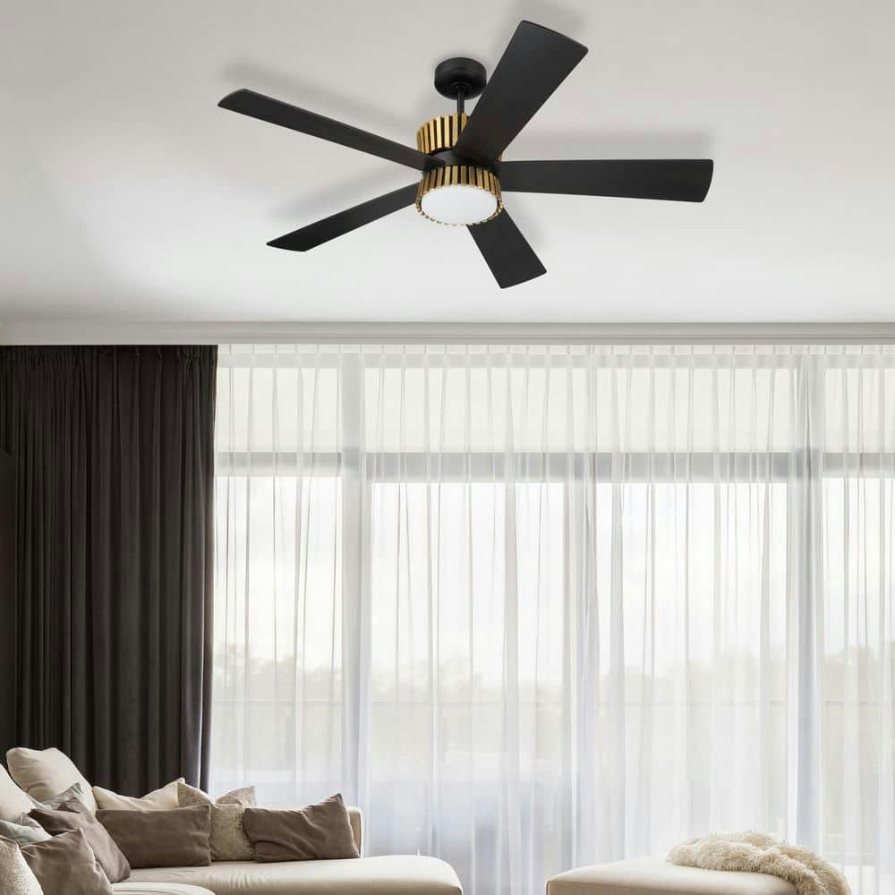 52-Inch Satin Brass Ceiling Fan with Integrated LED and Remote: $462.40
