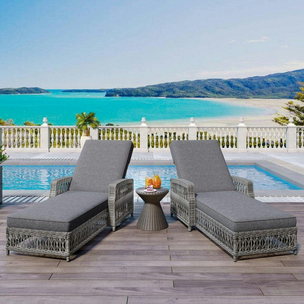 Outdoor Reclining Wicker Chaise Lounge 2-Pack: $581.31