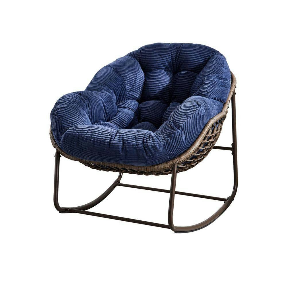 Brown Wicker Outdoor Rocking Chair with Cushions: $233.51