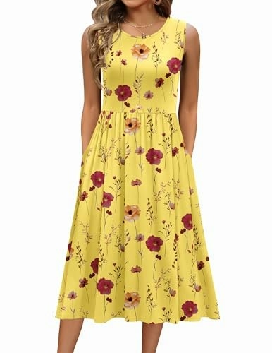 Zeagoo Women's Sleeveless Floral A-Line Midi Sundress: $16.99 Zeagoo Women's Sleeveless Floral A-Line Midi Sundress: $16.99