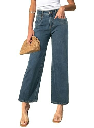 Sidefeel Women's High-Waisted Wide Leg Stretchy Denim Jeans: $26.99 Sidefeel Women's High-Waisted Wide Leg Stretchy Denim Jeans: $26.99
