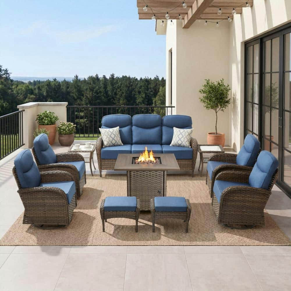 Rivieral 10-Piece Wicker Outdoor Conversation Swivel Chair and Fire Pit Set: $1,539.99 Rivieral 10-Piece Wicker Outdoor Conversation Swivel Chair and Fire Pit Set: $1,539.99