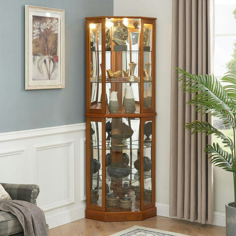 Light Oak 26" x 20" x 72" 6-Shelf Corner Curio Cabinet: $390.20 Light Oak 26" x 20" x 72" 6-Shelf Corner Curio Cabinet: $390.20