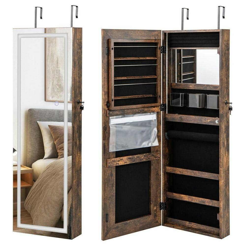 15" x 42.5" Wall-Mounted Lockable Jewelry Armoire with Mirror: $125.99 15" x 42.5" Wall-Mounted Lockable Jewelry Armoire with Mirror: $125.99