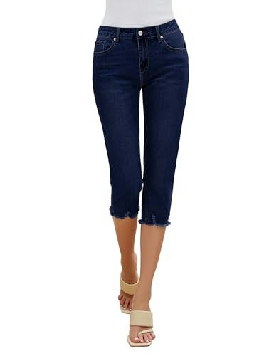 Luvamia Women's High Waisted Ripped Skinny Capri Jeans: $28.04 Luvamia Women's High Waisted Ripped Skinny Capri Jeans: $28.04