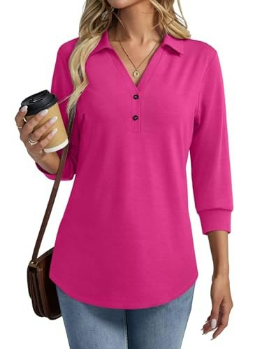 Ticticmiss Women's 3/4 Sleeve Polo Shirt: $14.99