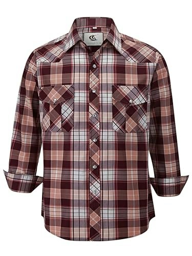 Coevals Club Men's Long Sleeve Western Pearl Snap Plaid Shirt: $26.34