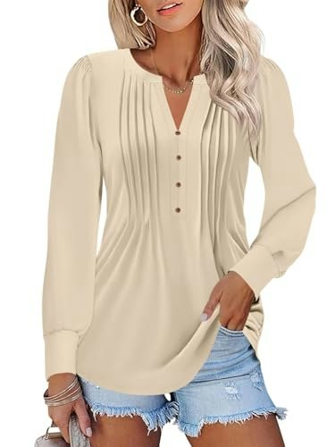 Ticticmiss Women's Puff Long Sleeve V-Neck Shirt: $19.53 Ticticmiss Women's Puff Long Sleeve V-Neck Shirt: $19.53