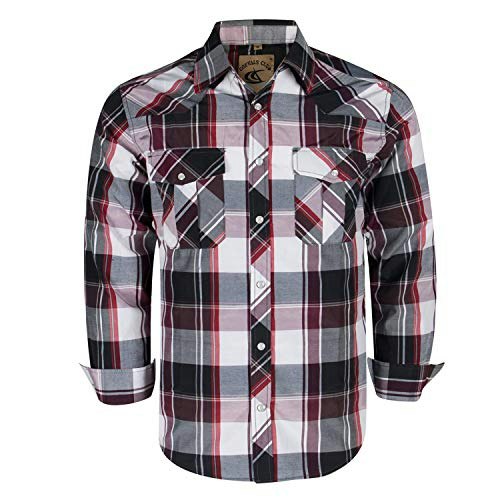 Coevals Club Men's Western Long Sleeve Plaid Pearl Snap Shirt: $26.34