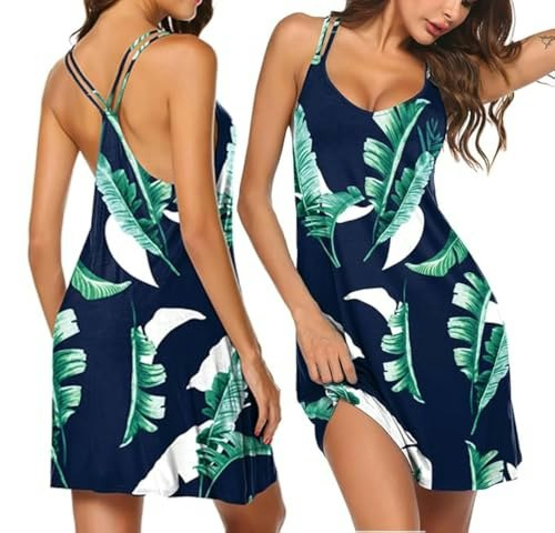 Ekouaer Women's V-Neck Sleeveless Nightgown: $9.96 Ekouaer Women's V-Neck Sleeveless Nightgown: $9.96