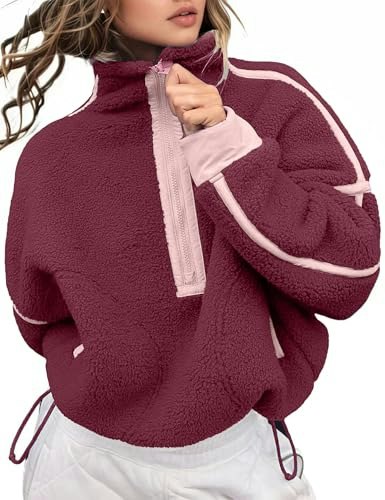 Kumufenc Women's Half-Zip Fleece Pullover: $33.14 Kumufenc Women's Half-Zip Fleece Pullover: $33.14