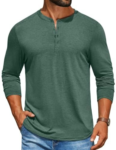 Coofandy Men's Long Sleeve Henley Shirt: $12.48