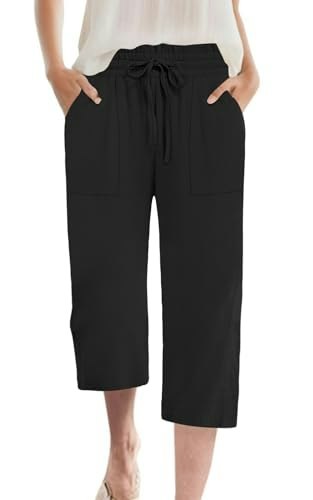 Mlxsj Women's Wide Leg Capri Pants: $13.98 Mlxsj Women's Wide Leg Capri Pants: $13.98