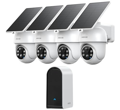 Ansque Wireless Solar-Powered Home Security Camera 4-Cam System: $279.94